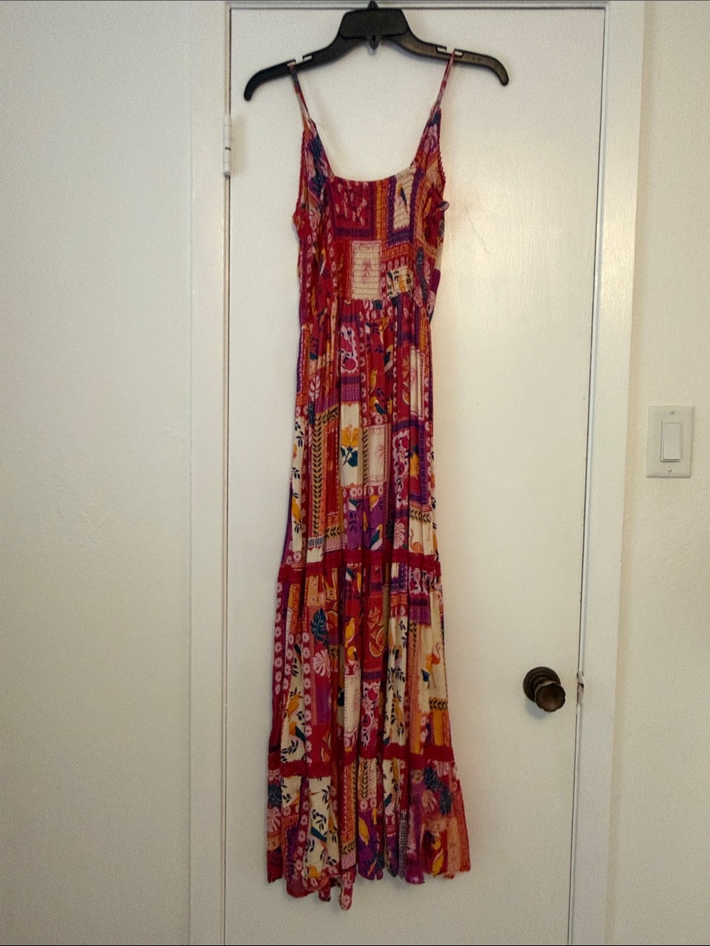 NWOT Angie Red Patchwork Boho Maxi Dress - Picture 5 of 6